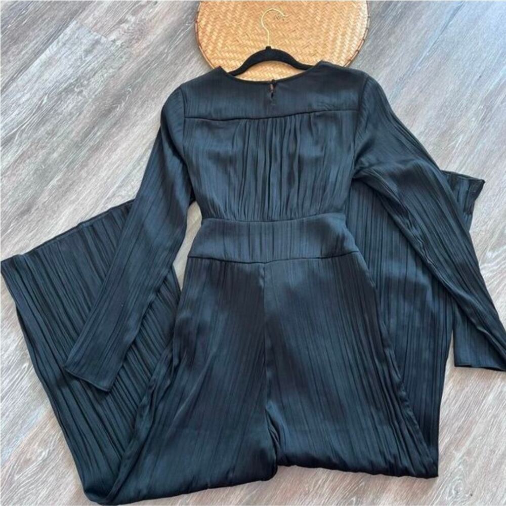 NWT $168 Free People Black Wide Leg V Neck Jumpsuit - Picture 16 of 16